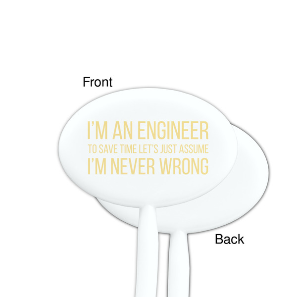 Engineer Quotes White Plastic 7" Stir Stick - Single Sided - Oval - Front & Back