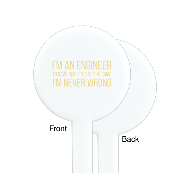 Engineer Quotes White Plastic 7" Stir Stick - Single Sided - Round - Front & Back