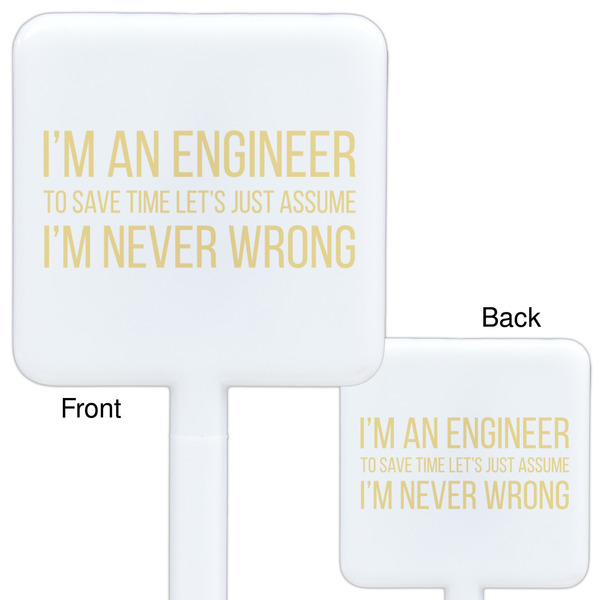 Engineer Quotes White Plastic Stir Stick - Double Sided - Approval