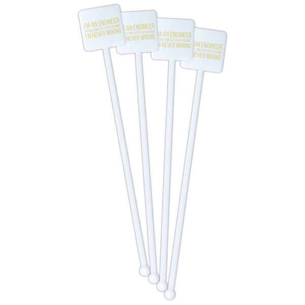 Engineer Quotes White Plastic Stir Stick - Single Sided - Square - Front