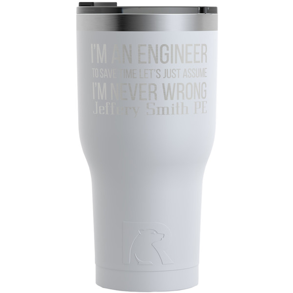 Custom Engineer Quotes RTIC Tumbler - White - Engraved Front (Personalized)
