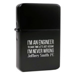 Engineer Quotes Windproof Lighter - Black - Double Sided & Lid Engraved (Personalized)