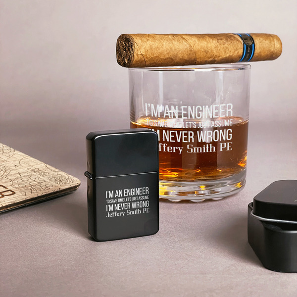 Engineer Quotes Windproof Lighters - Black - In Context