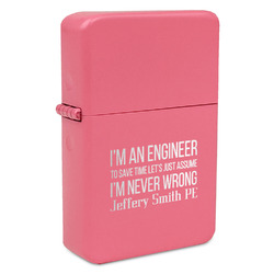 Engineer Quotes Windproof Lighter - Pink - Single Sided (Personalized)