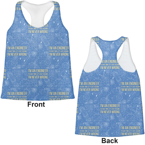 Engineer Quotes Womens Racerback Tank Tops - Medium - Front and Back