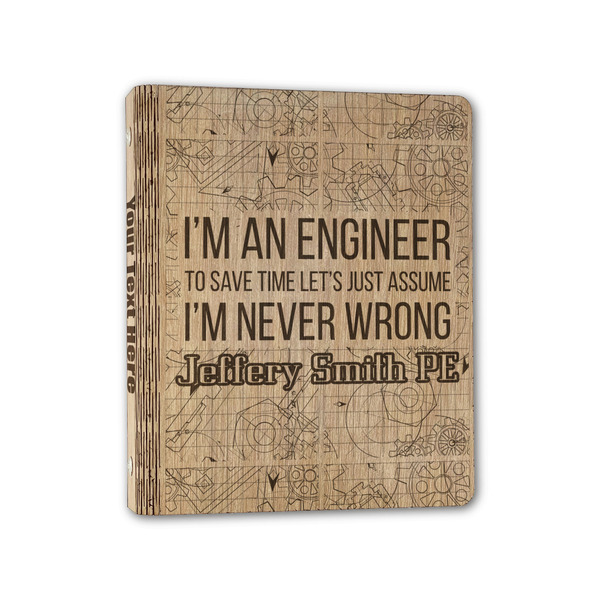 Custom Engineer Quotes Wood 3-Ring Binder - 1" Half-Letter Size (Personalized)