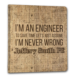 Engineer Quotes Wood 3-Ring Binder - 1" Letter Size (Personalized)