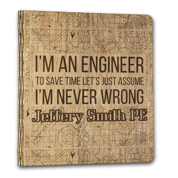 Custom Engineer Quotes Wood 3-Ring Binder - 1" Letter Size (Personalized)