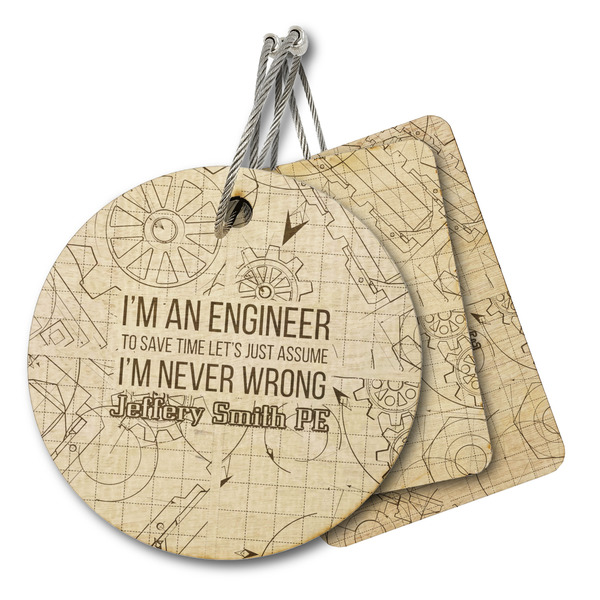 Custom Engineer Quotes Wood Luggage Tag (Personalized)