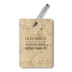 Engineer Quotes Wood Luggage Tag - Rectangle (Personalized)