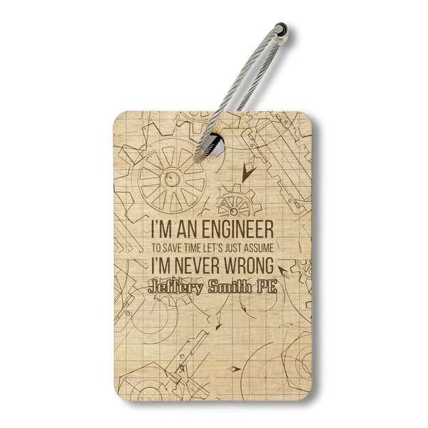Custom Engineer Quotes Wood Luggage Tag - Rectangle (Personalized)