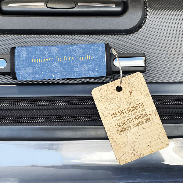 Engineer Quotes Wood Luggage Tags - Rectangle - Lifestyle
