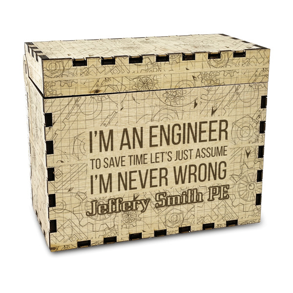 Custom Engineer Quotes Wood Recipe Box - Laser Engraved (Personalized)