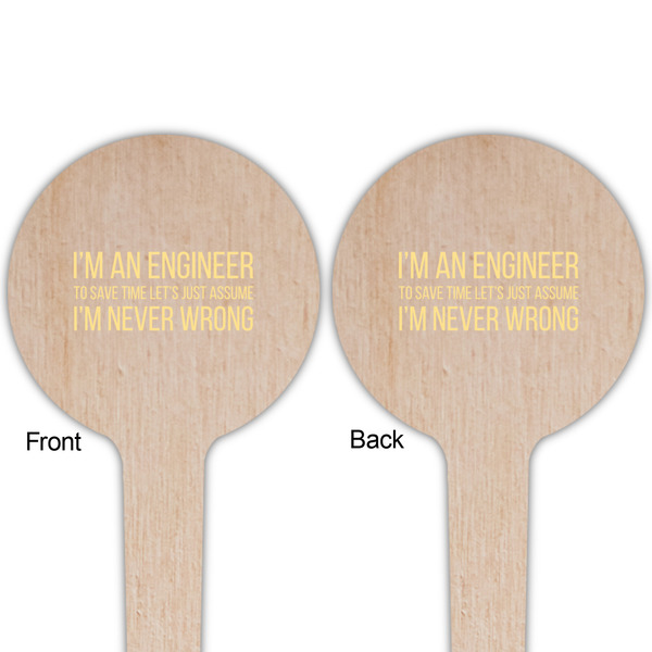 Engineer Quotes Wooden 4" Food Pick - Round - Double Sided - Front & Back