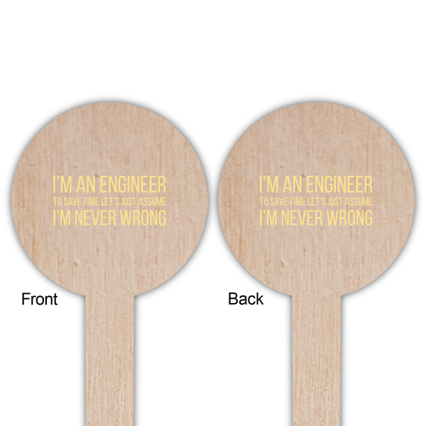 Engineer Quotes Wooden 6" Food Pick - Round - Double Sided - Front & Back