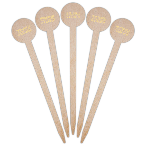 Engineer Quotes Wooden 6" Food Pick - Round - Fan View
