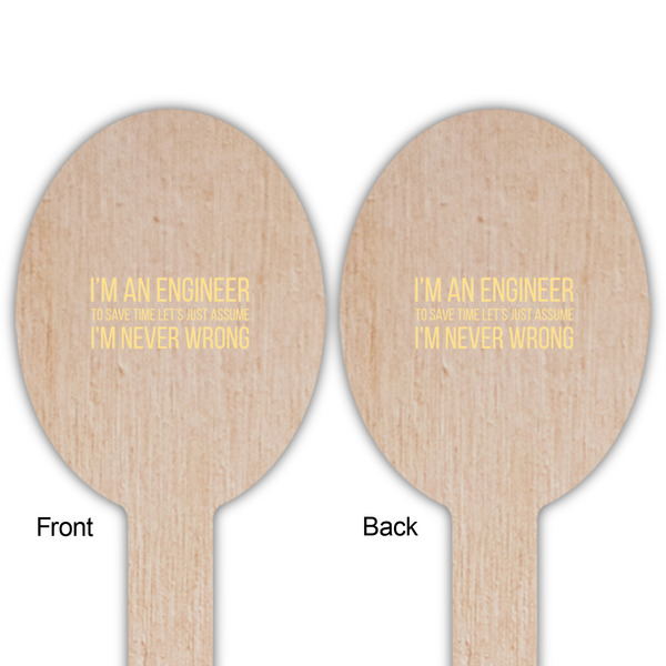 Engineer Quotes Wooden Food Pick - Oval - Double Sided - Front & Back
