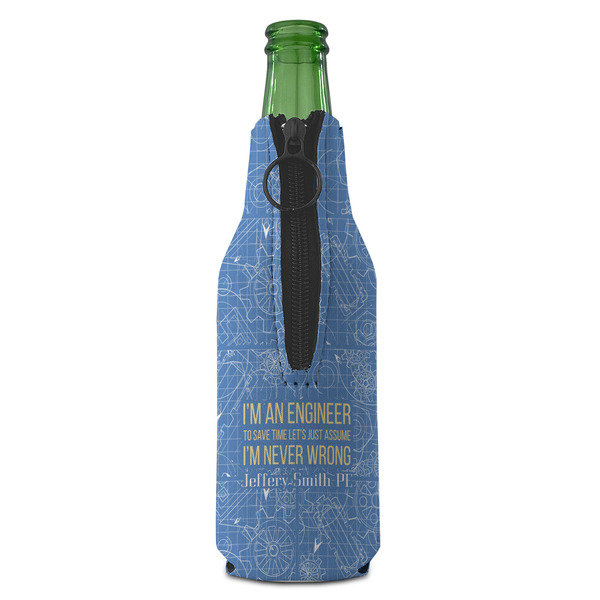 Engineer Quotes Zipper Bottle Cooler - BACK (bottle)