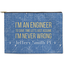 Engineer Quotes Zipper Pouch - Large - 12.5"x8.5" (Personalized)