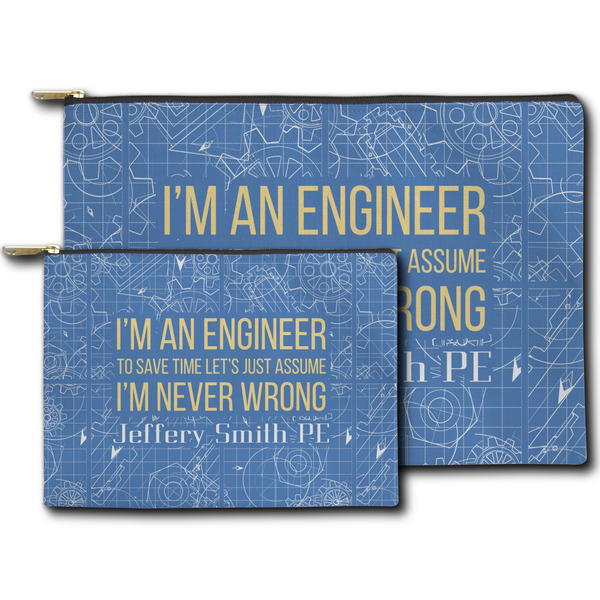 Engineer Quotes Zippered Pouches - Size Comparison