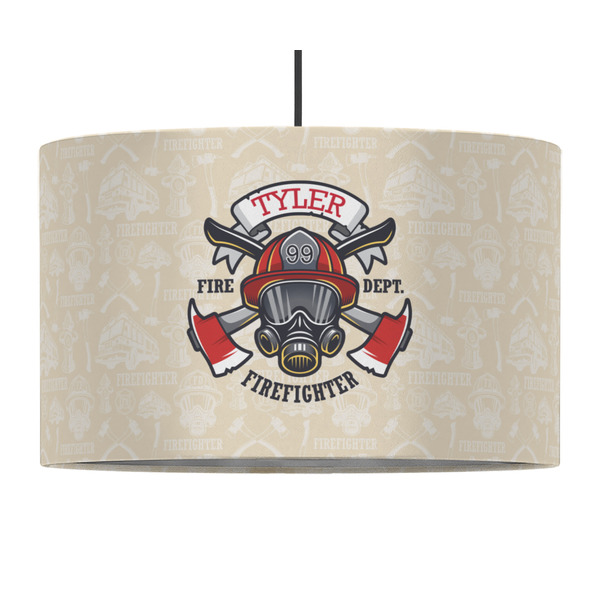 Custom Firefighter 12" Drum Pendant Lamp - Fabric (Personalized)