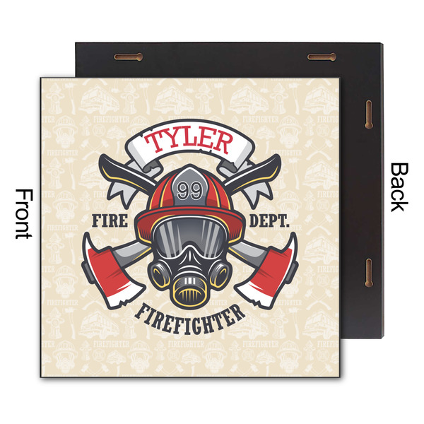 Firefighter 12x12 Wood Print - Front & Back View