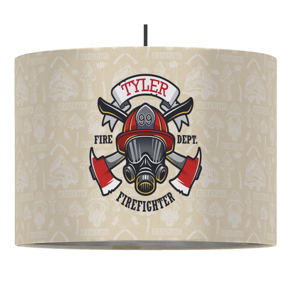 Custom Firefighter 16" Drum Pendant Lamp - Fabric (Personalized)