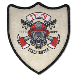 Firefighter Iron On Shield Patch B w/ Name or Text
