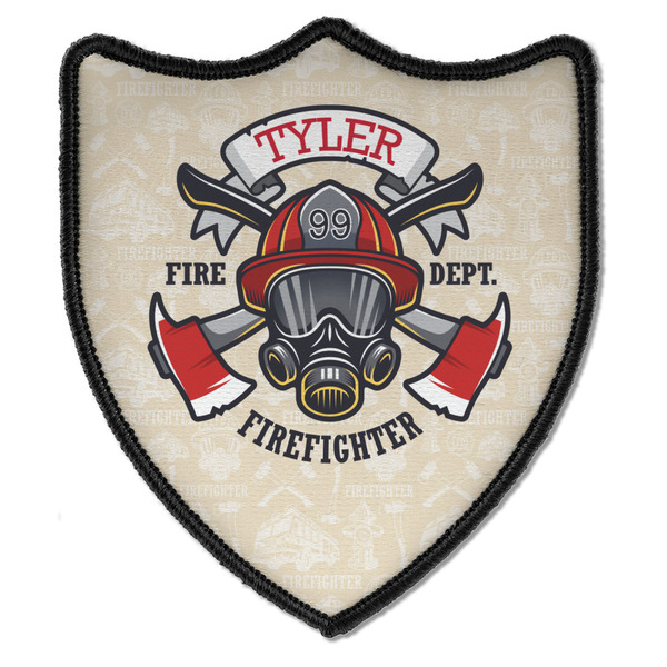 Custom Firefighter Iron On Shield Patch B w/ Name or Text