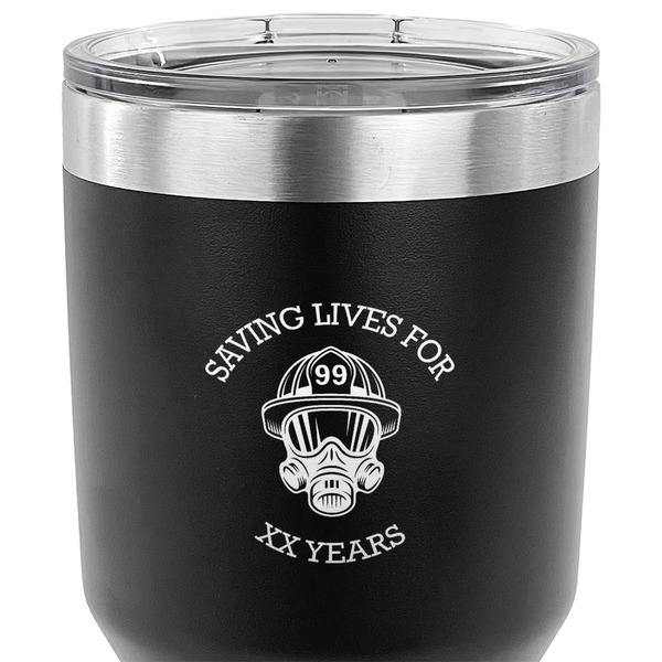 Firefighter 30 oz Stainless Steel Ringneck Tumbler - Black - CLOSE UP
