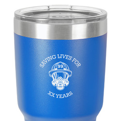 Firefighter 30 oz Stainless Steel Tumbler - Royal Blue - Double-Sided (Personalized)
