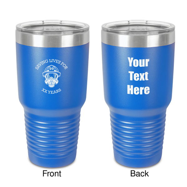Custom Firefighter 30 oz Stainless Steel Tumbler - Royal Blue - Double-Sided (Personalized)