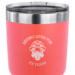 Firefighter 30 oz Stainless Steel Tumbler - Coral - Single Sided (Personalized)