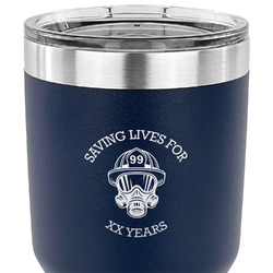 Firefighter 30 oz Stainless Steel Tumbler - Navy - Double Sided (Personalized)