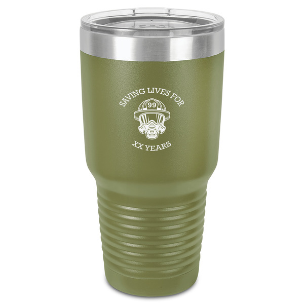 Firefighter 30 oz Stainless Steel Ringneck Tumbler - Olive - Front