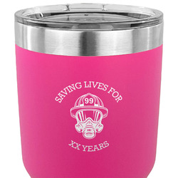 Firefighter 30 oz Stainless Steel Tumbler - Pink - Double Sided (Personalized)