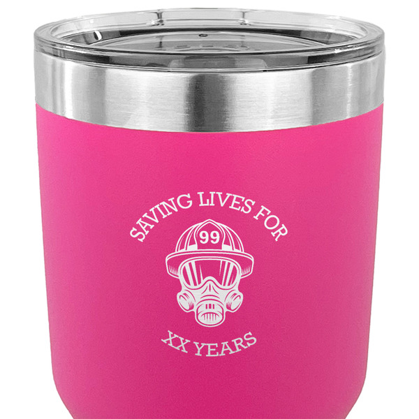 Firefighter 30 oz Stainless Steel Ringneck Tumbler - Pink - CLOSE UP