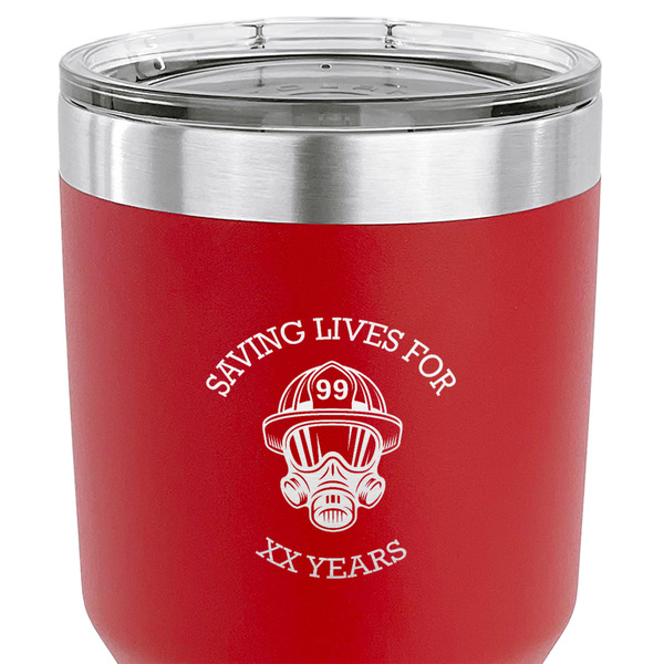 Firefighter 30 oz Stainless Steel Ringneck Tumbler - Red - CLOSE UP