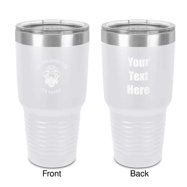 Custom Firefighter 30 oz Stainless Steel Tumbler - White - Double-Sided (Personalized)