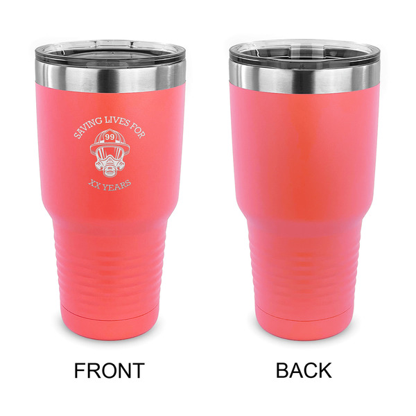 Firefighter 30 oz Stainless Steel Ringneck Tumblers - Coral - Single Sided - APPROVAL