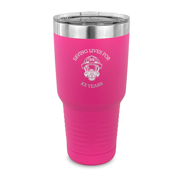 Custom Firefighter 30 oz Stainless Steel Tumbler - Pink - Single Sided (Personalized)