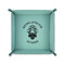 Firefighter 6" x 6" Teal Leatherette Snap Up Tray - FOLDED UP