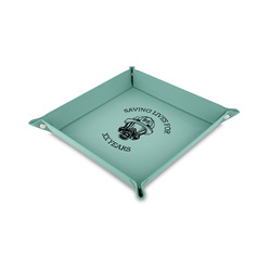 Firefighter Faux Leather Dice Tray - 6" x 6" - Teal (Personalized)