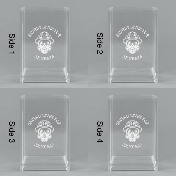 Firefighter Acrylic Pen Holder - All Sides