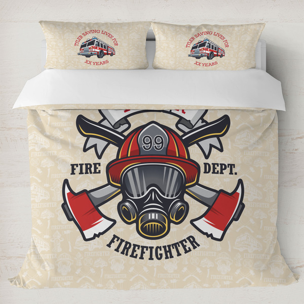 Custom Firefighter Duvet Cover Set - King (Personalized)