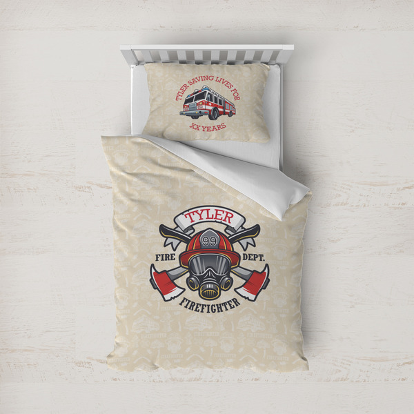 Custom Firefighter Duvet Cover Set - Twin (Personalized)