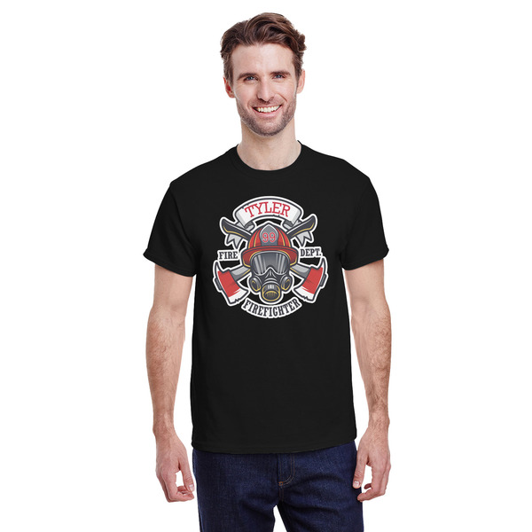 Custom Firefighter T-Shirt - Black - Large (Personalized)