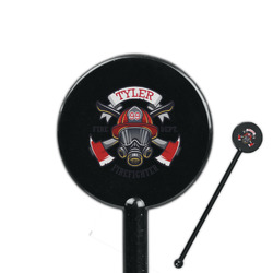 Firefighter 5.5" Round Plastic Stir Sticks - Black - Double Sided (Personalized)