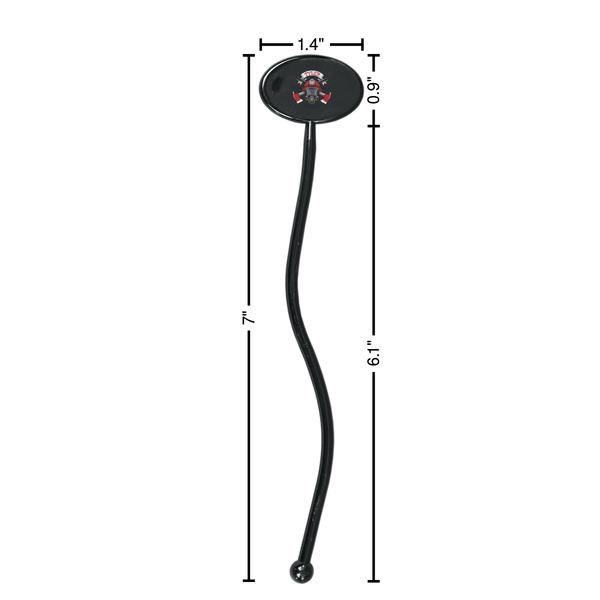 Firefighter Black Plastic 7" Stir Stick - Oval - Dimensions