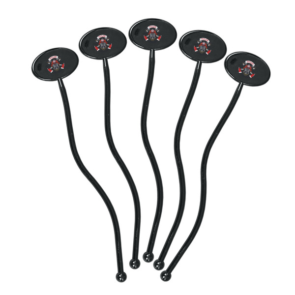 Firefighter Black Plastic 7" Stir Stick - Oval - Fan